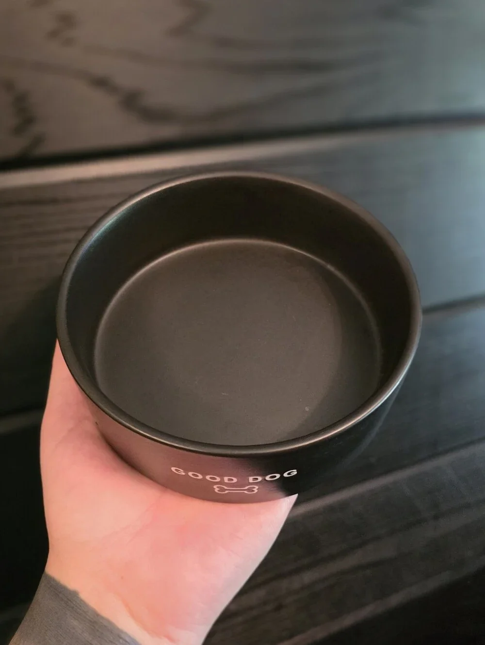 Black Ceramic Dog Bowl 